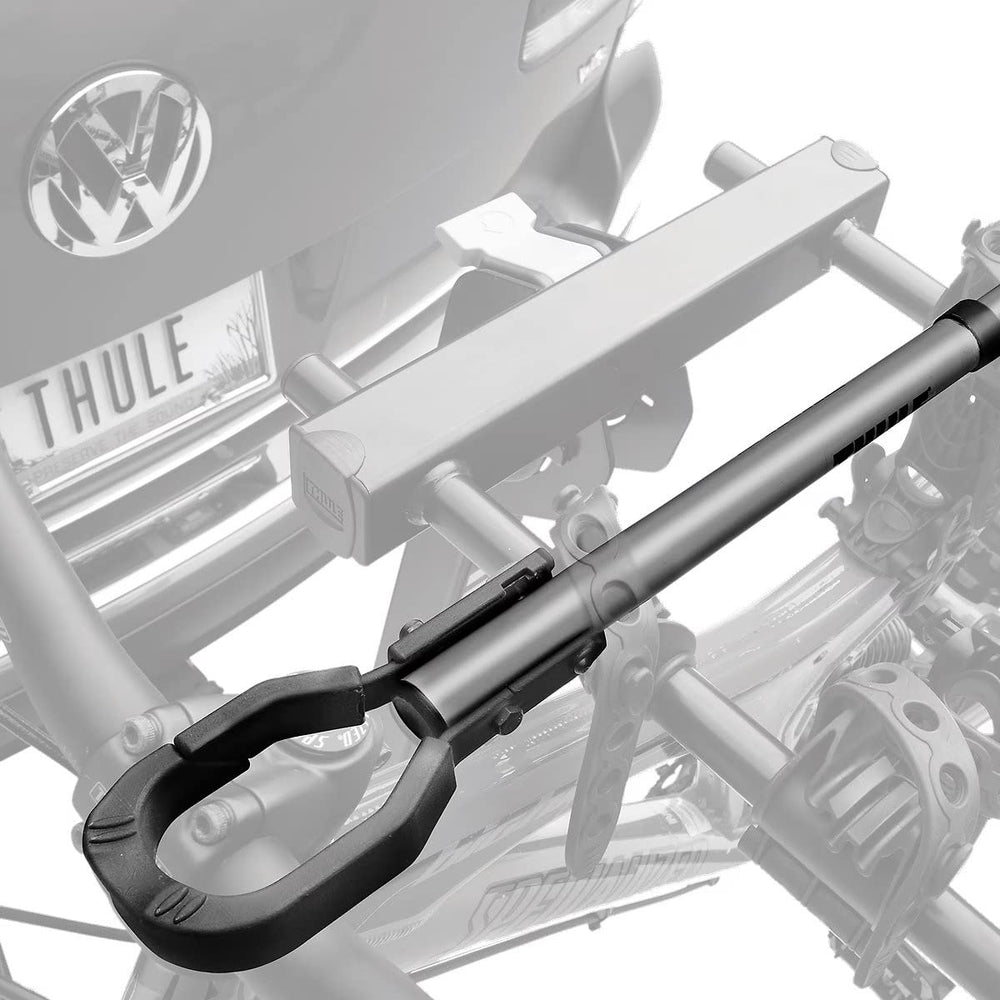 Thule 982XT frame adapter showing padded collars protecting bike finish during quick mounting.