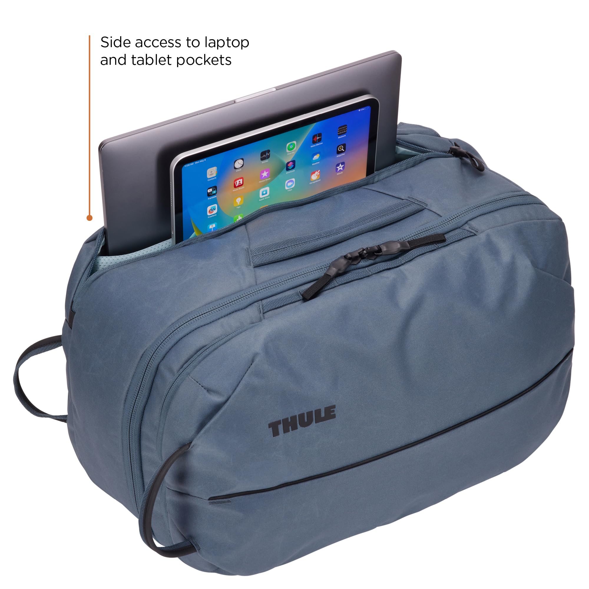Thule Aion Travel Backpack 40L carry-on size aligns with airline-friendly dimensions.
