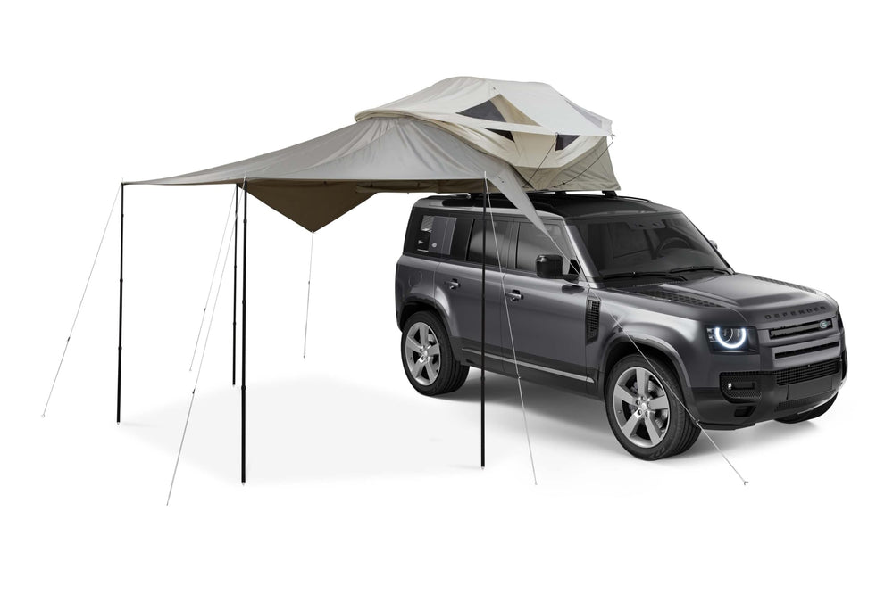 Thule Approach Awning S/M gray campsite setup under shade