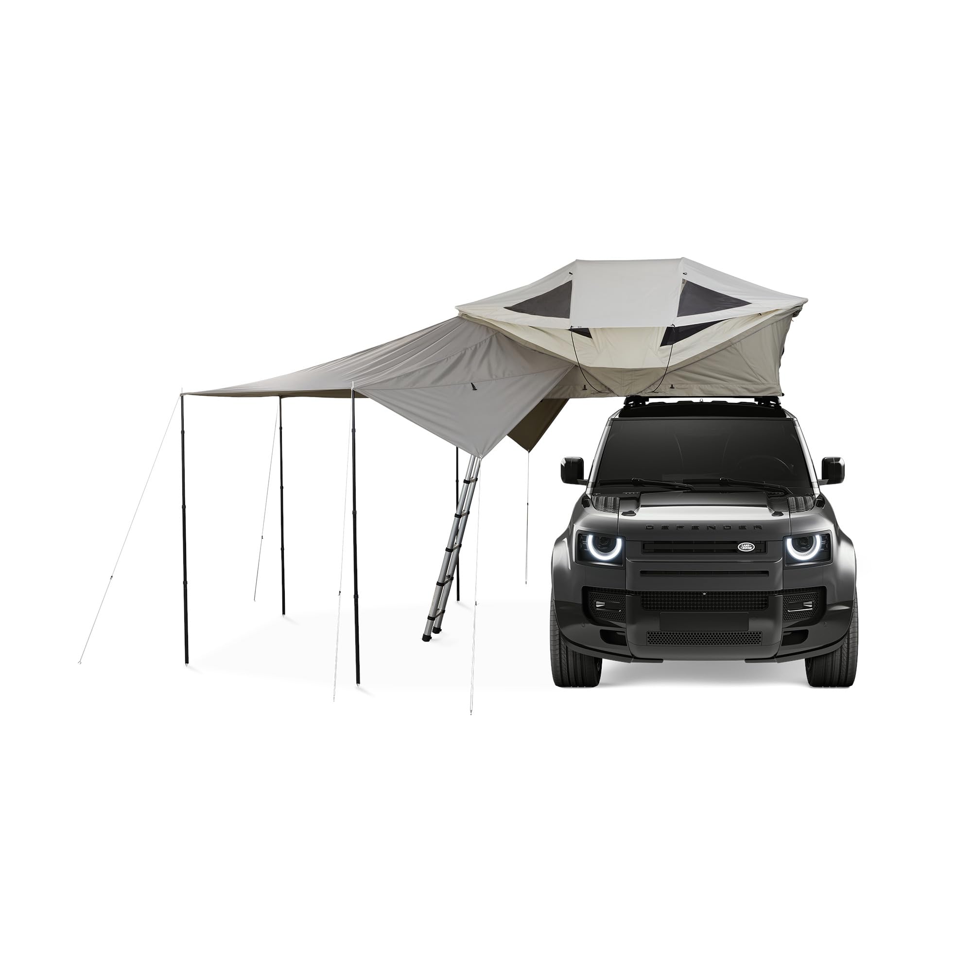Thule Approach Awning S/M gray attached to tent entrance enabling seamless movement