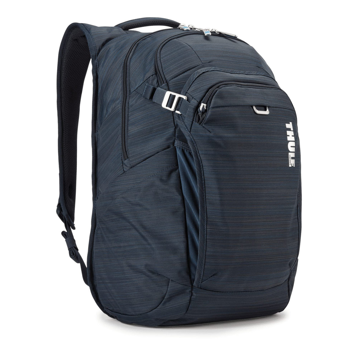 Thule Contruct Backpack 24L laptop pocket secures a 15.6-inch laptop for commuting.