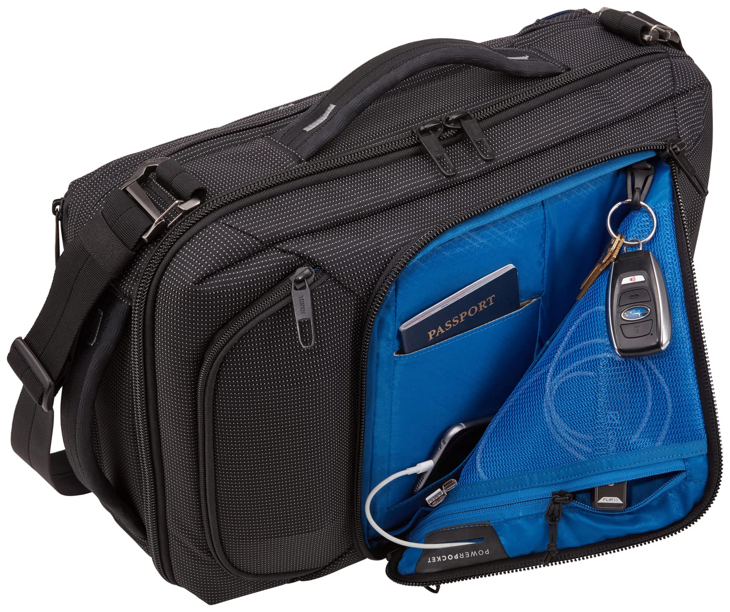 Thule Crossover 2 RFID-blocking pocket safeguards personal information.