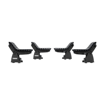 DockGrip compatibility image demonstrates easy setup on Thule and aftermarket roof racks.