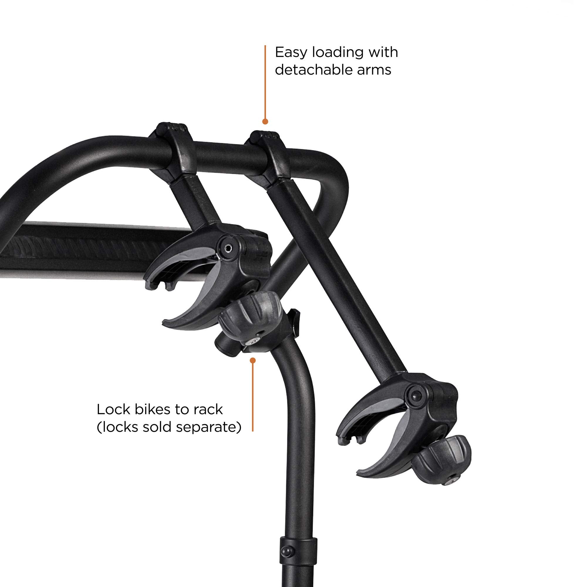 Detachable arms secure bikes quickly on Thule Elite Van XT.