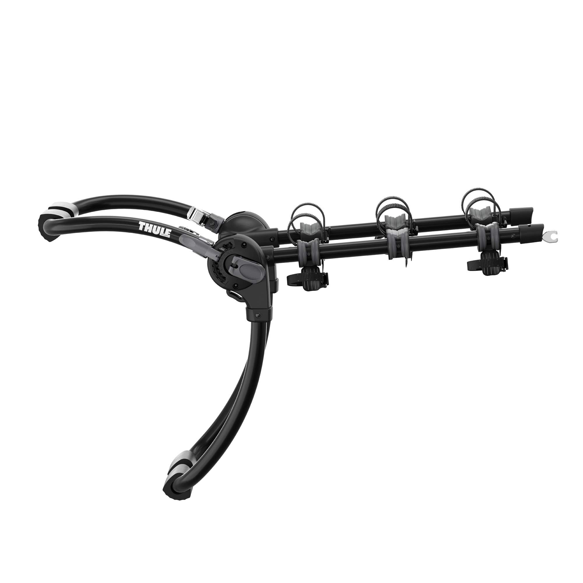 Thule Gateway Pro side view highlights 7-inch spacing to prevent bike contact.
