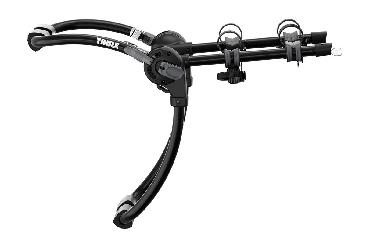 Thule Gateway Pro trunk rack on car ready to carry two bikes for secure transport