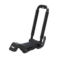 Thule Hull-a-Port XTR dual kayak cradle securing two kayaks on a roof rack.