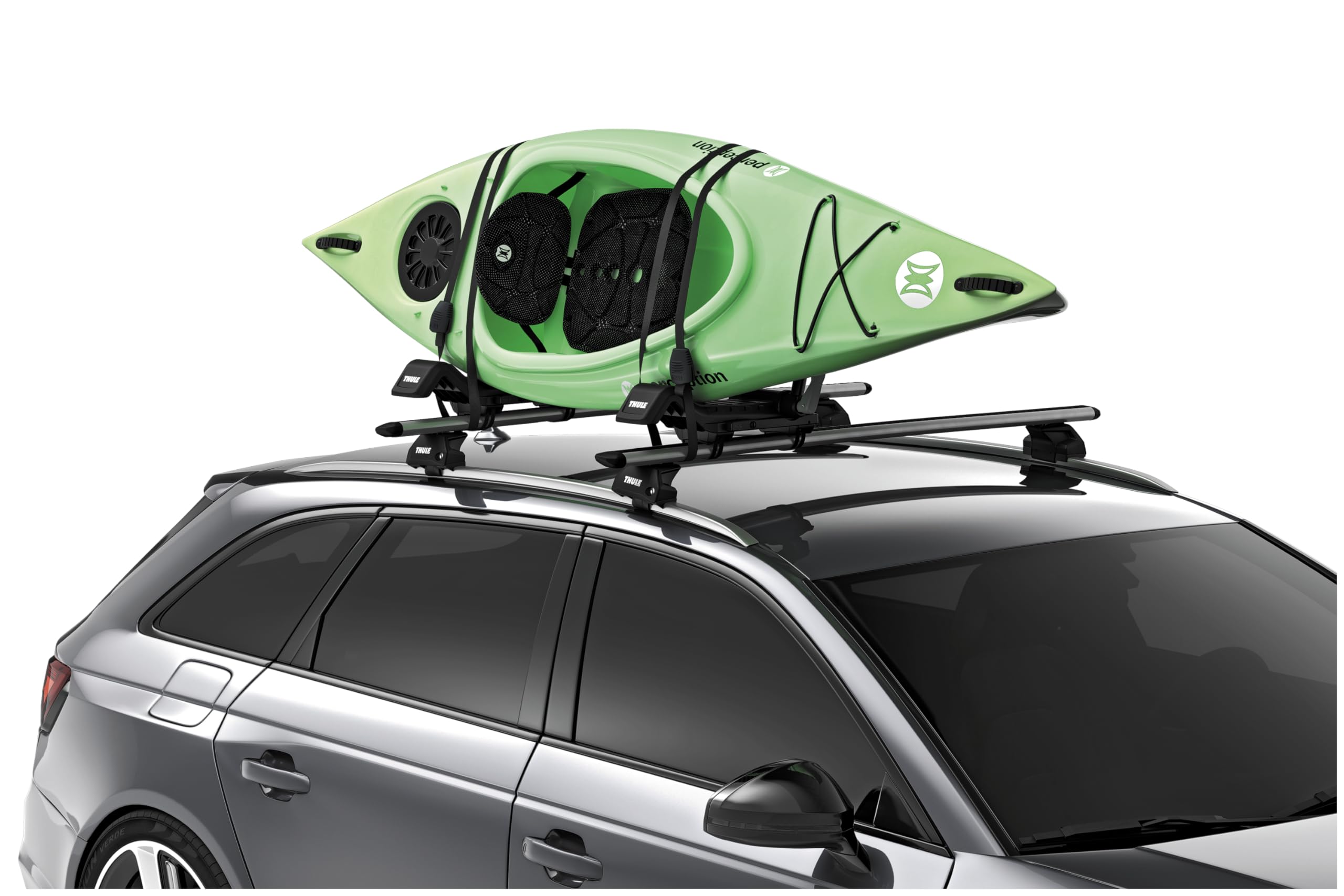 Universal load bar mount fits Thule roof racks up to 80.5 mm wide.