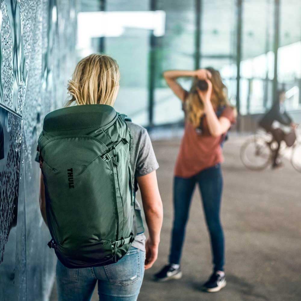 Thule Landmark 40L back panel shows ergonomic suspension for long-haul comfort
