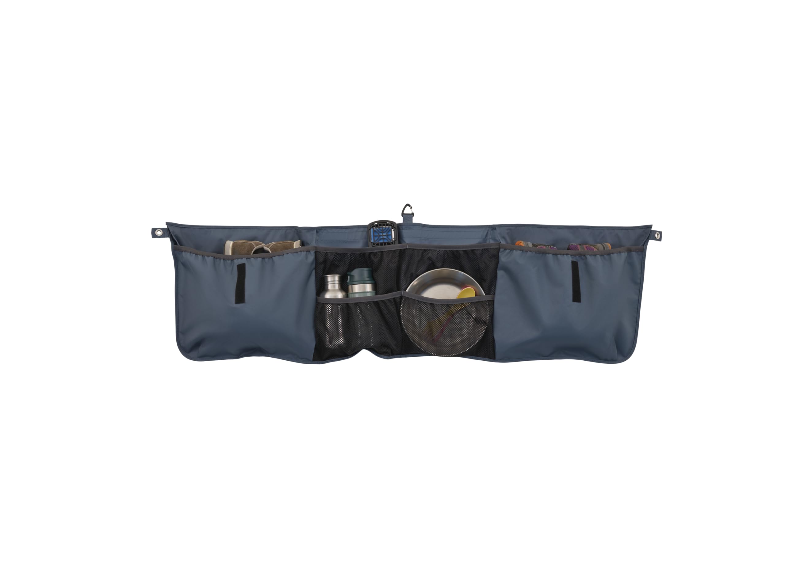 Thule Outset Organizer waterproof compartments protect gear in wet conditions.