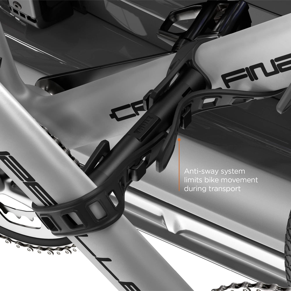 Soft cradles on Thule OutWay absorb road shocks protecting frames