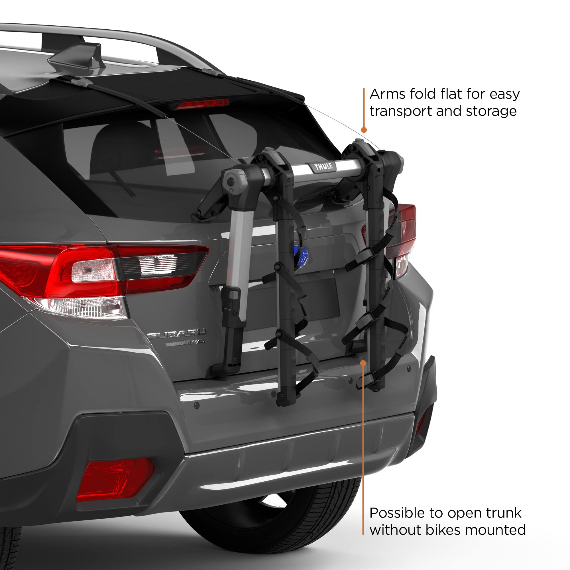Spoiler-friendly design of Thule OutWay supports many vehicle types