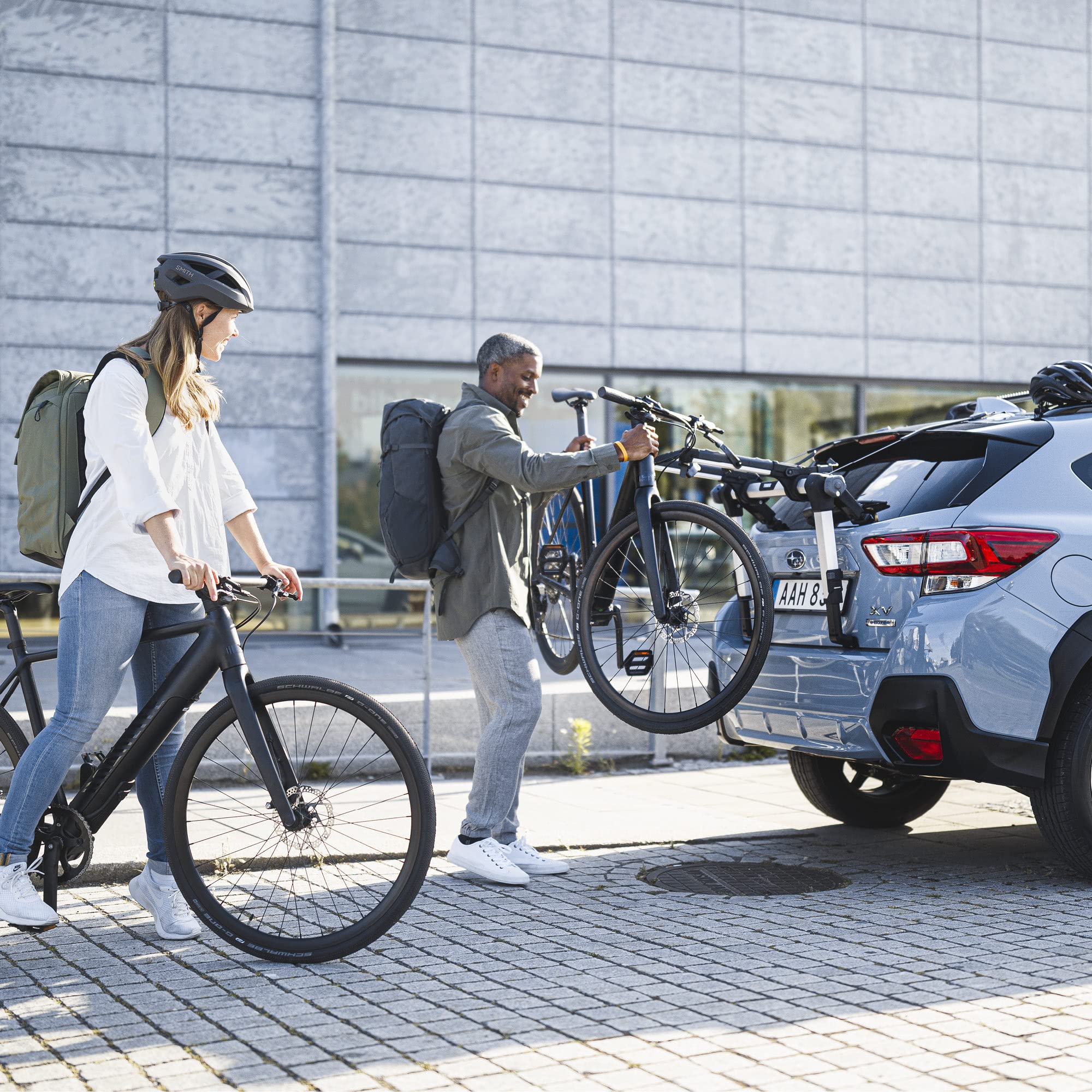 Thule OutWay locking system protects bikes and rack from theft.