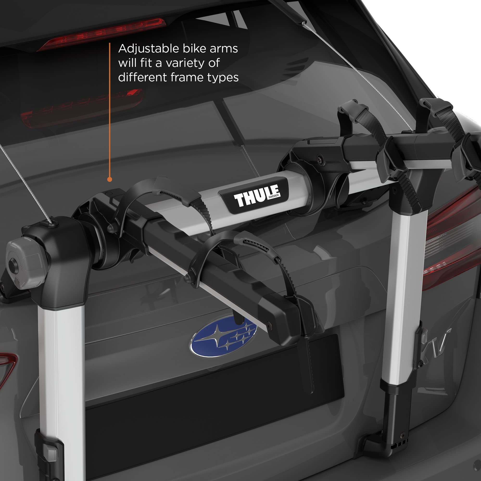 Thule OutWay trunk opening remains accessible with bikes mounted.