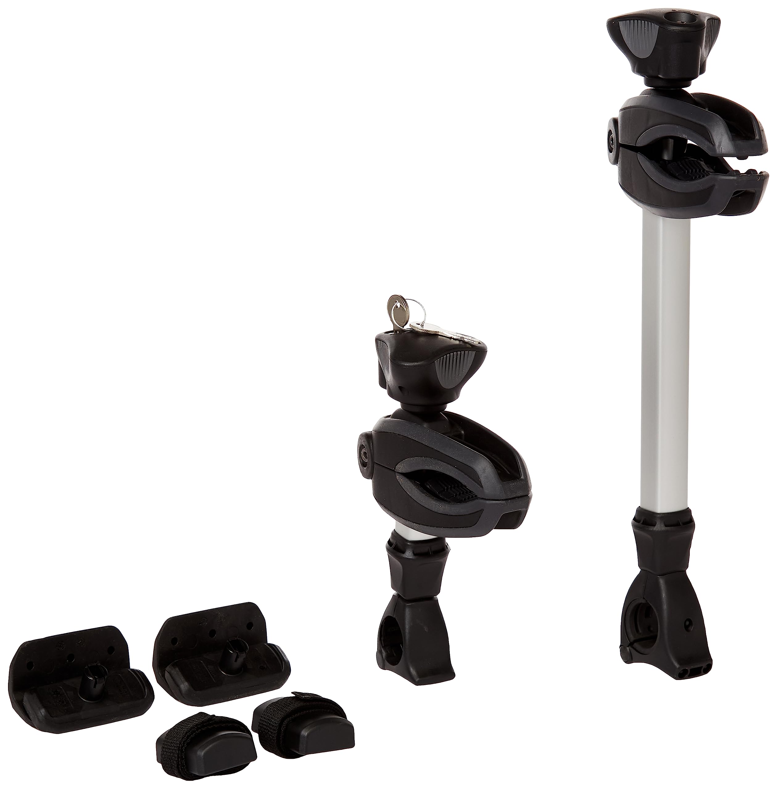 Thule OutWay wheel straps with pump buckles secure wheels quickly.