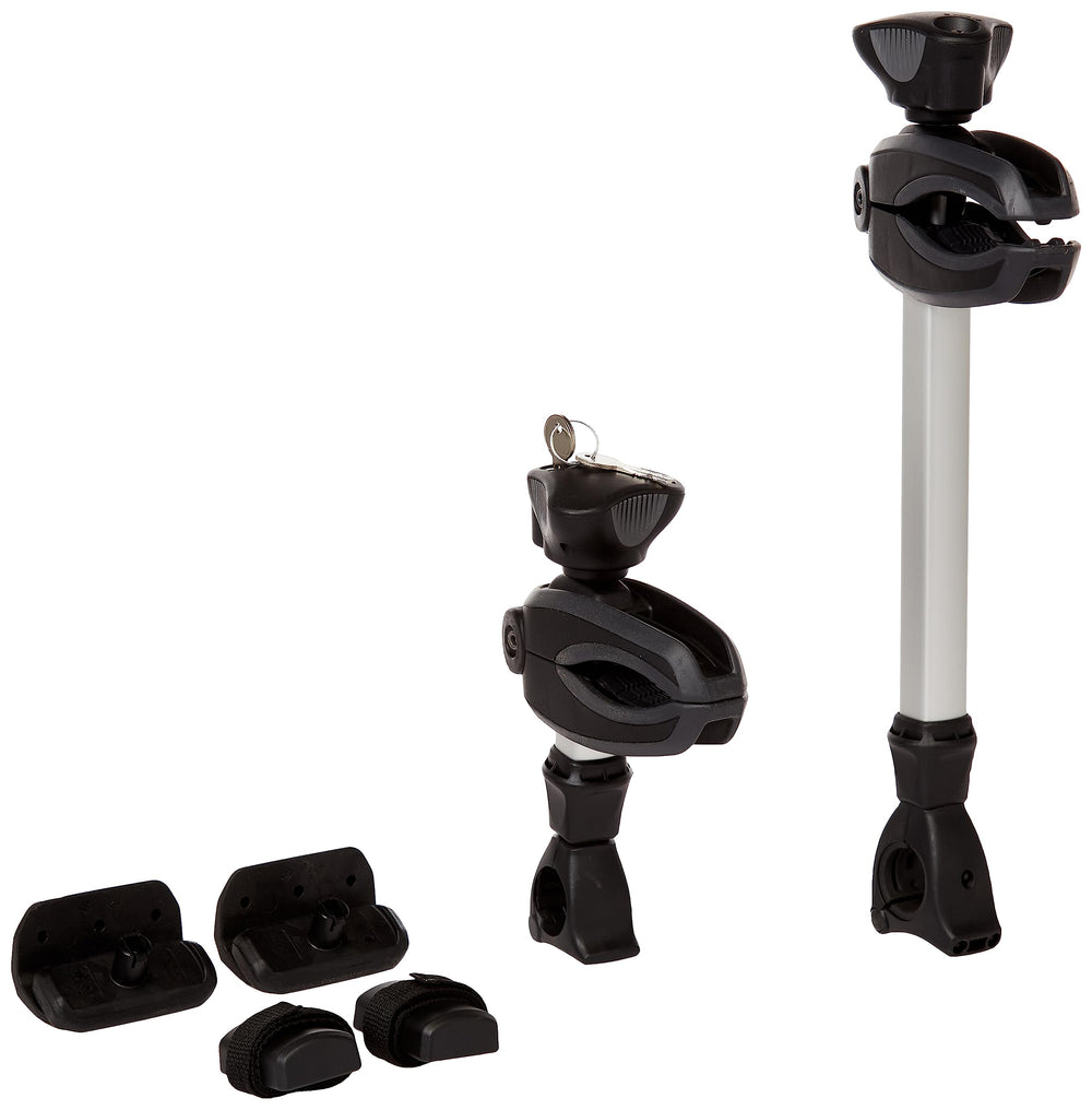 Thule OutWay wheel straps with pump buckles secure wheels quickly.