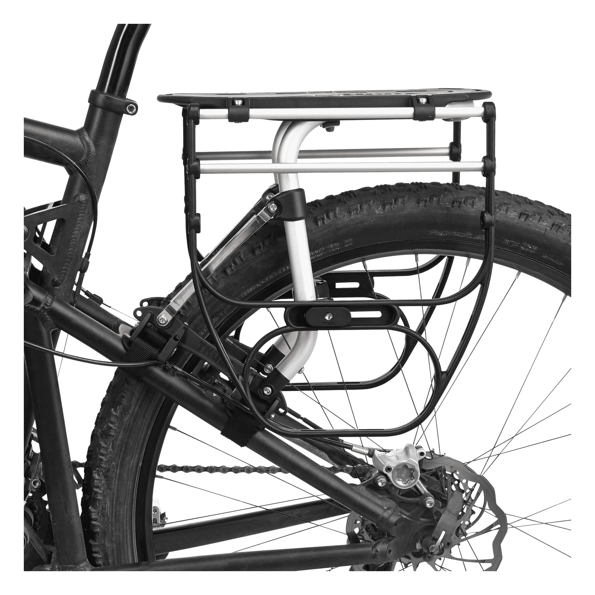 Thule Pack 'n Pedal Side Frames Obsidian side view enables universal pannier compatibility