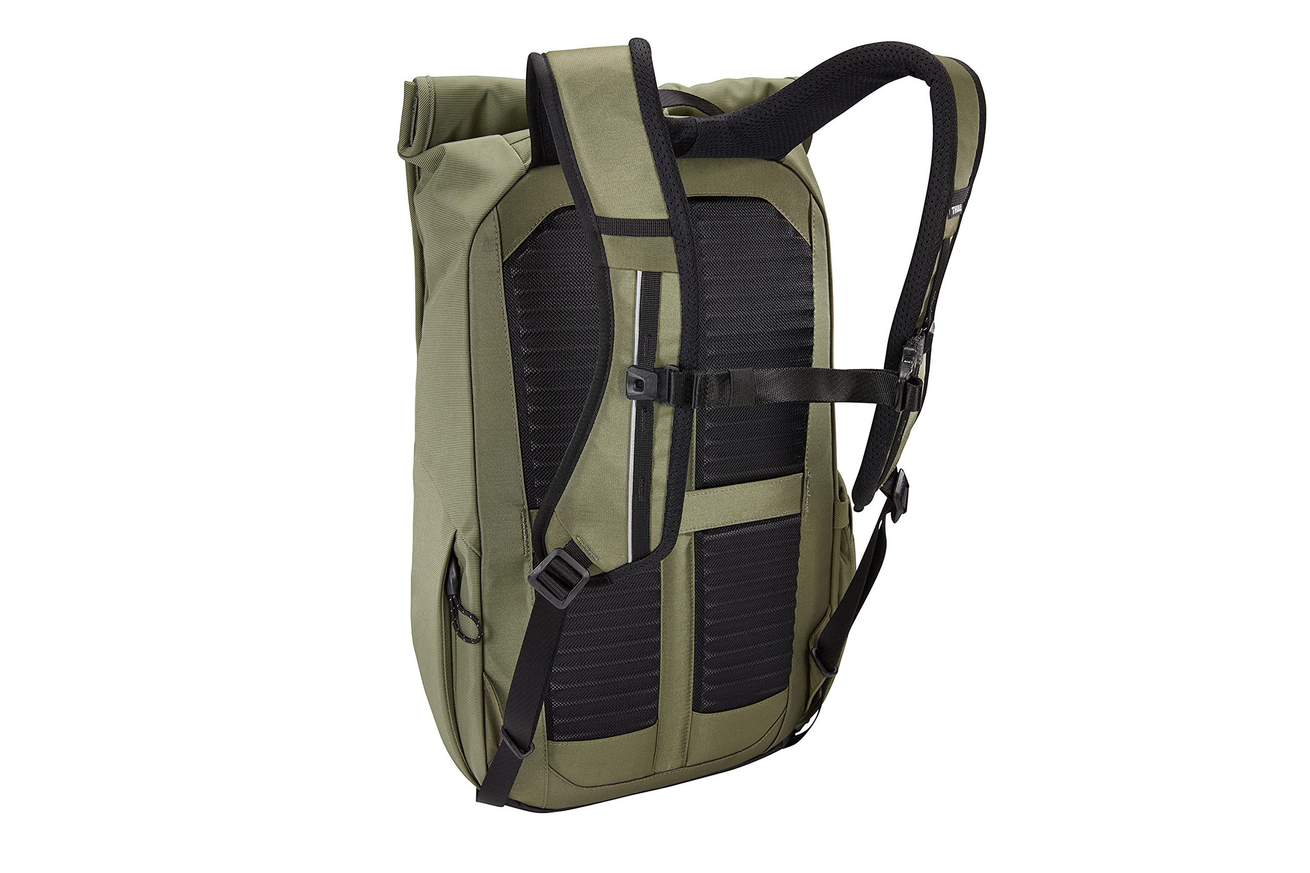 Thule Paramount Commuter Backpack 18L olive back panel showing ventilation
