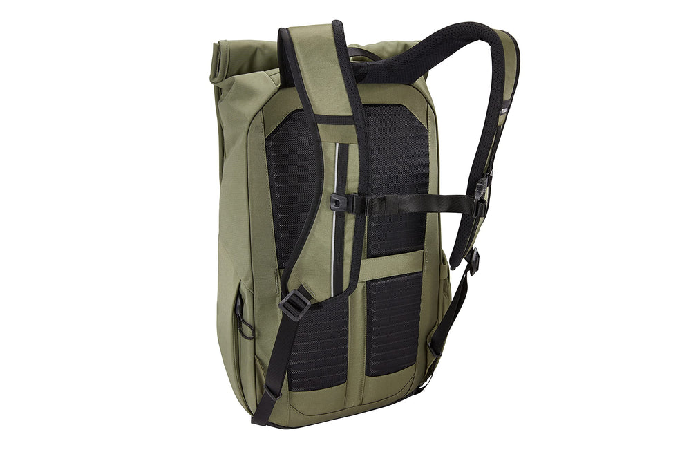 Thule Paramount Commuter Backpack 18L olive back panel showing ventilation