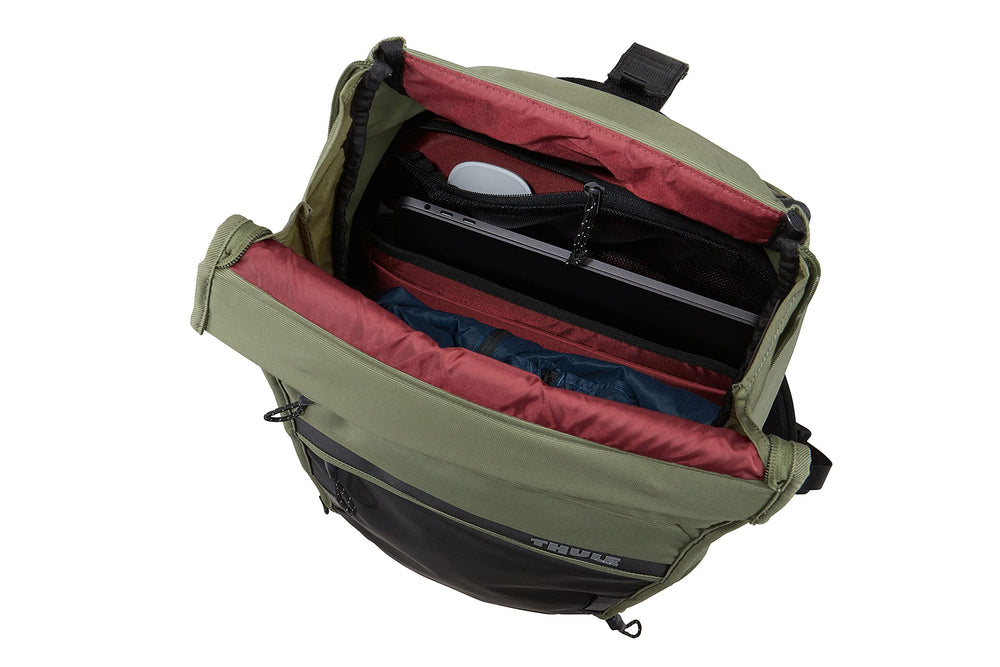 Thule Paramount Commuter Backpack 18L olive exterior pocket for water bottle