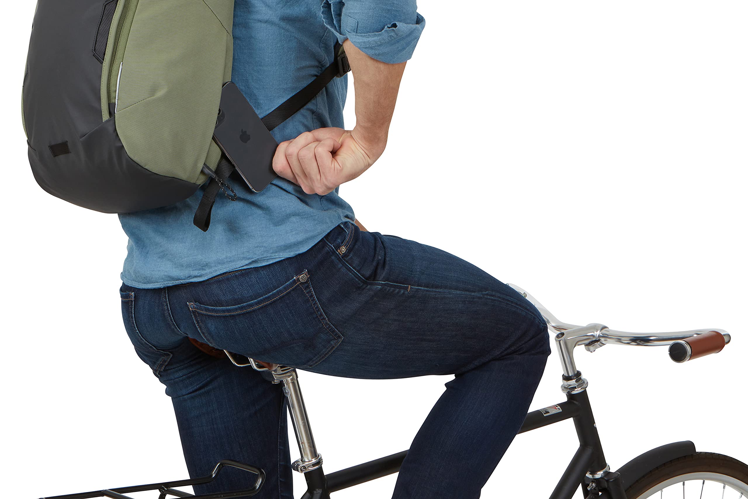Thule Paramount Commuter Backpack 18L olive floating laptop compartment overview
