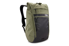 Thule Paramount Commuter Backpack 18L olive front view with reflective accents for visibility