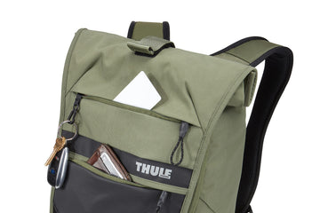 Thule Paramount Commuter Backpack 18L olive helmet attachment outside