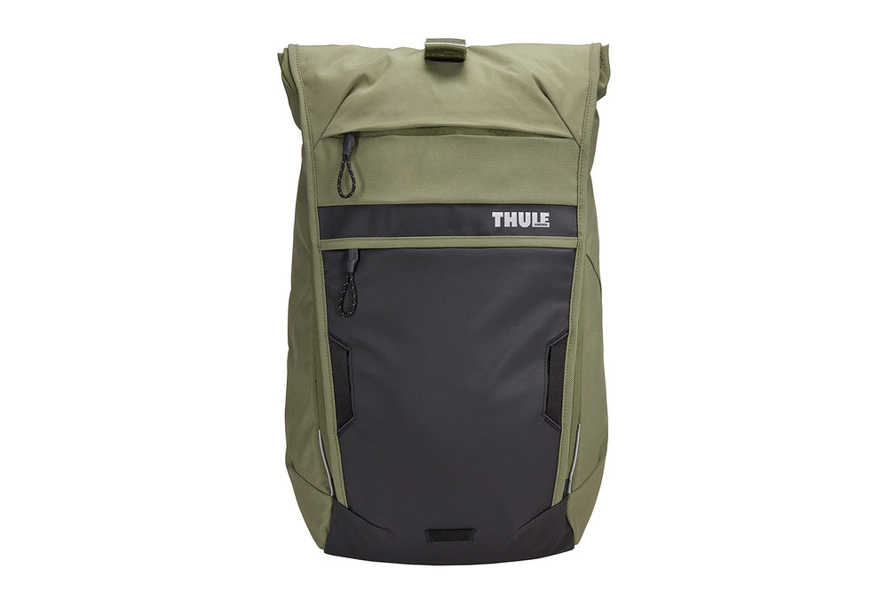 Thule Paramount Commuter Backpack 18L olive side panel unzip to expand storage