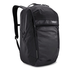 Thule Paramount Commuter Backpack 27L black shown with main compartment organized for daily gear.