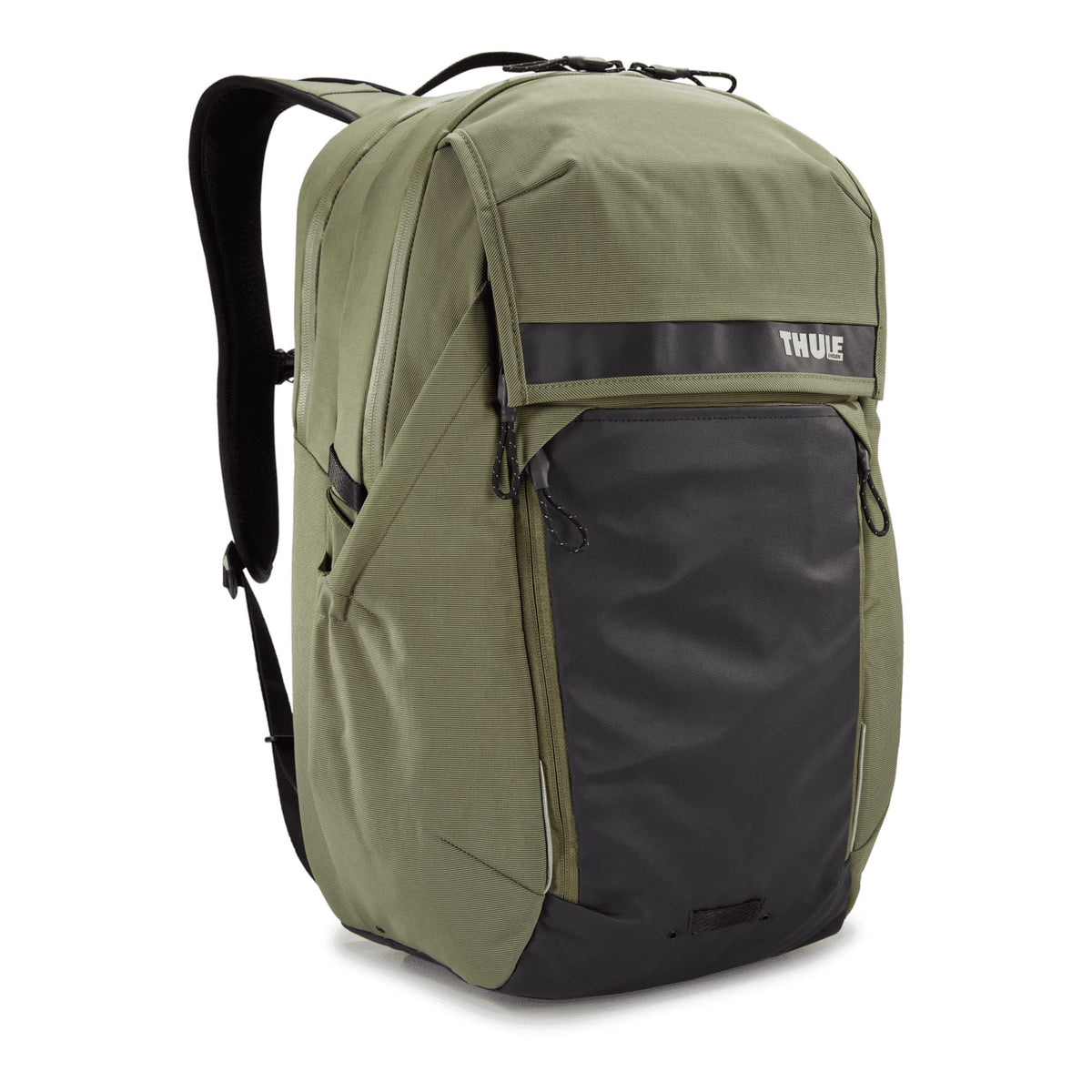 Thule Paramount Commuter Backpack Olivine showing 27L capacity for daily commuting