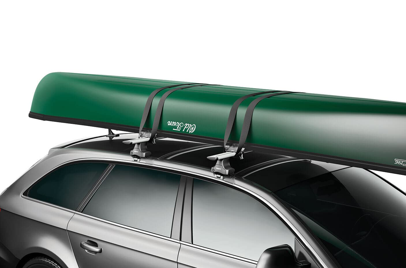 Thule Portage load straps with buckle bumpers guard against scratches.