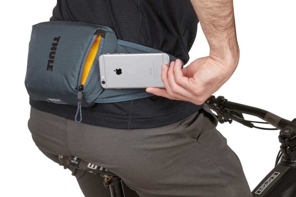 Thule Rail Hip Pack blinky loop enhancing visibility on low-light routes.