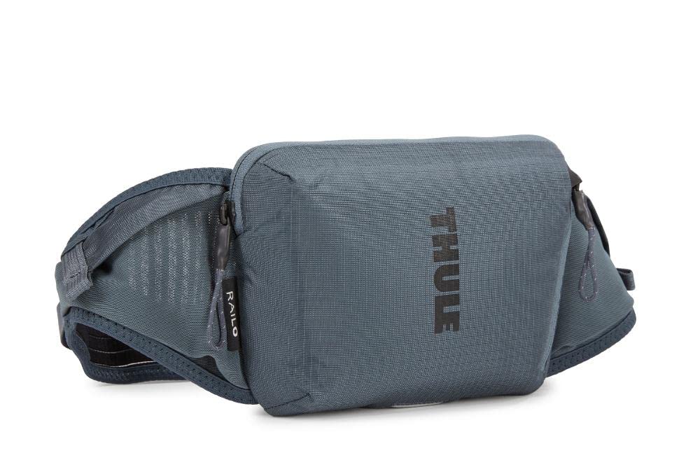 Thule Rail Hip Pack front view with one-handed phone access for quick rides.