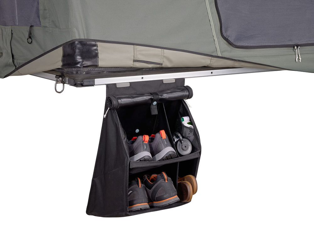 Thule Rooftop Tent Organizer easy access ensures quick footwear retrieval