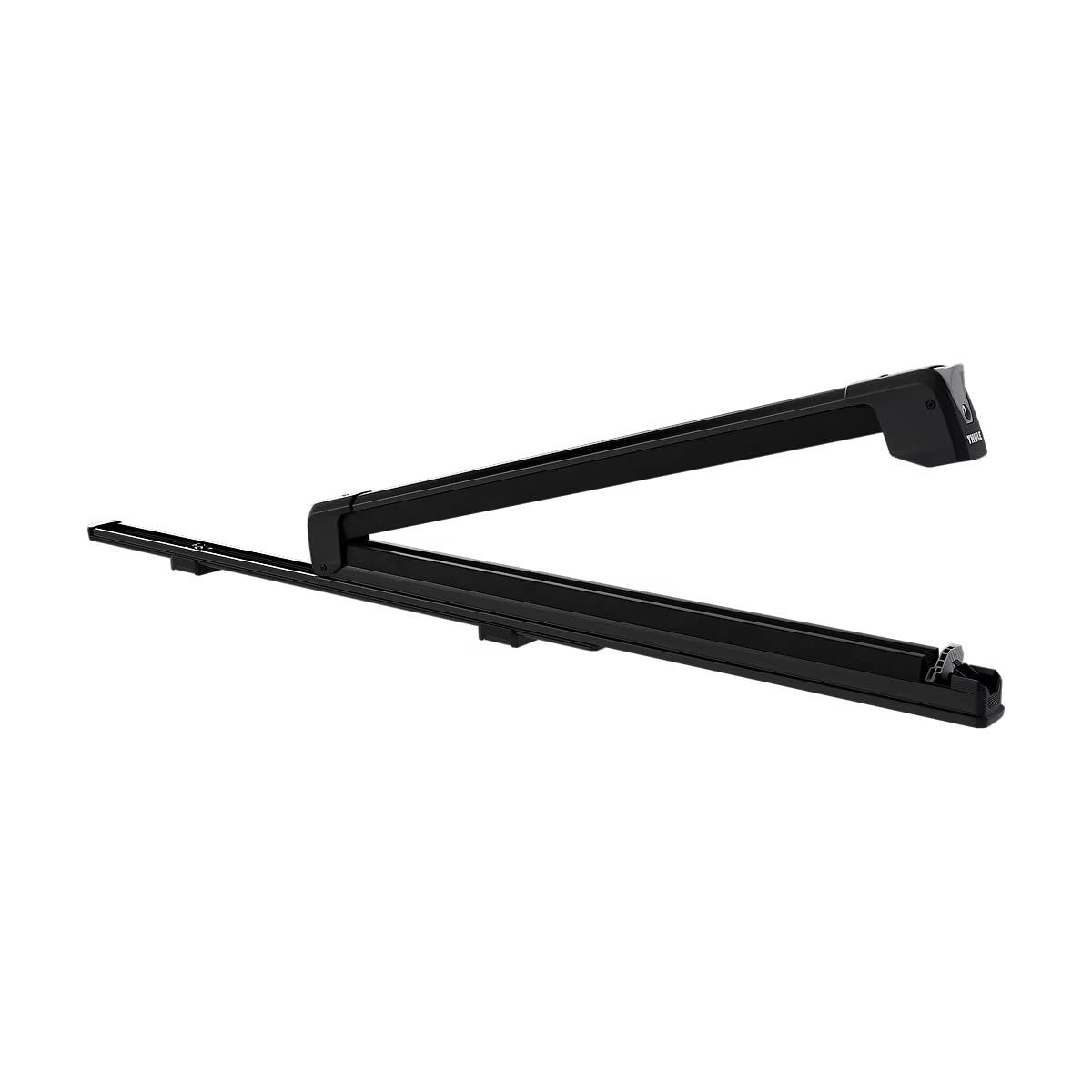 Thule SnowPack Extender slides out for easy loading of skis and snowboards.