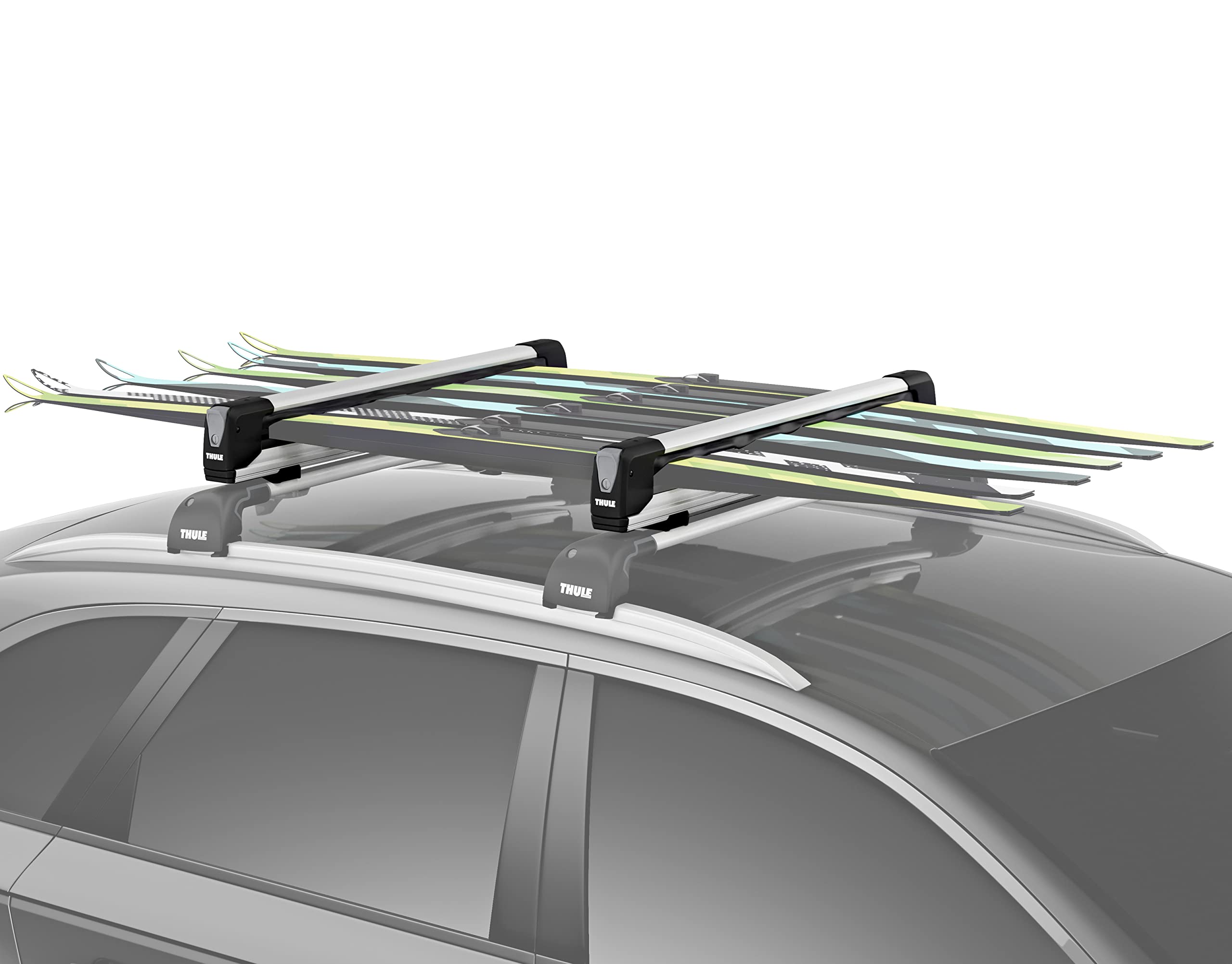 Thule SnowPack Extender slide-out design shows easy loading for skis and boards
