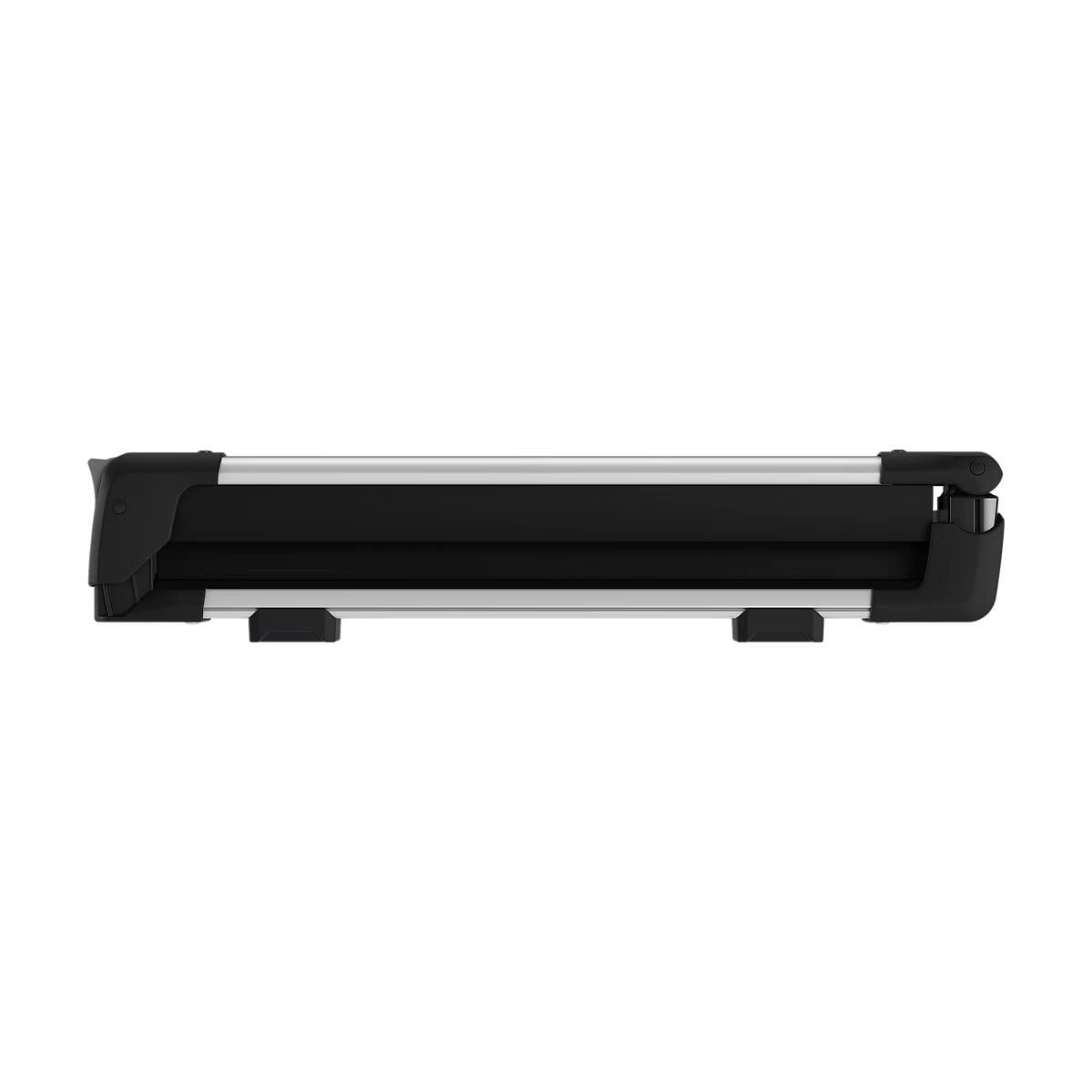 Thule SnowPack with vertical spring arms securely gripping thicker skis.