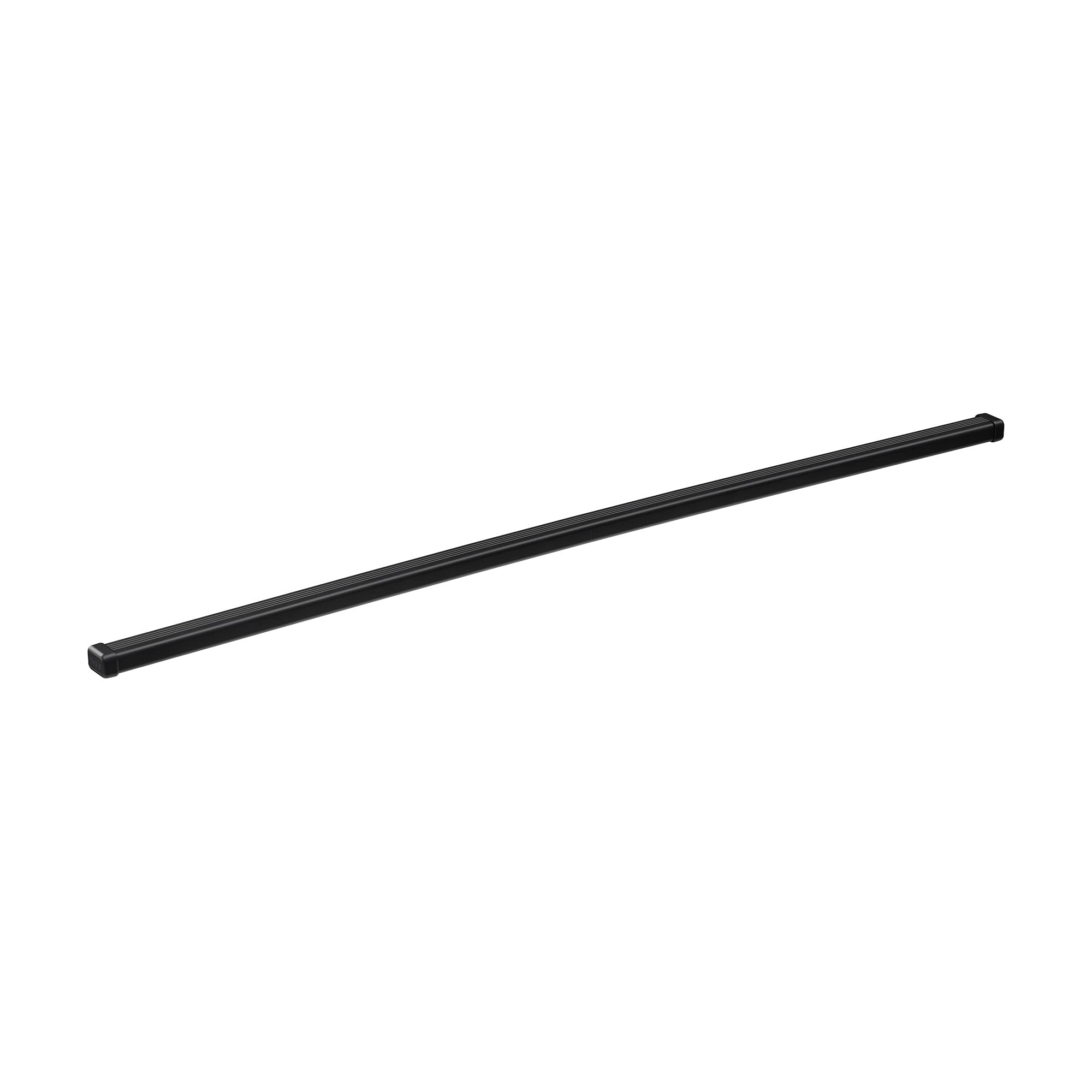 Thule SquareBar 118-47in black side view showing sturdy steel with polymer coating for grip