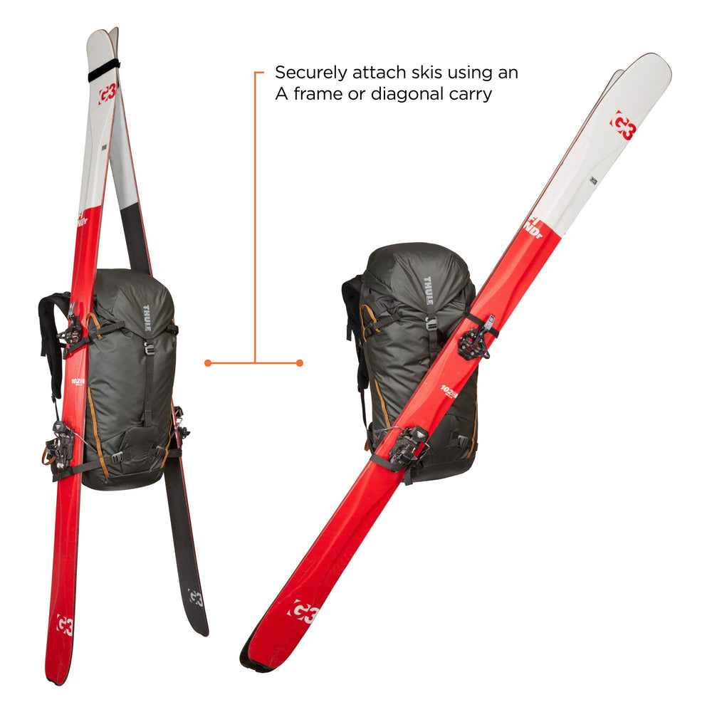 Thule Stir Alpine 40L hip belt pockets for quick-access gear.