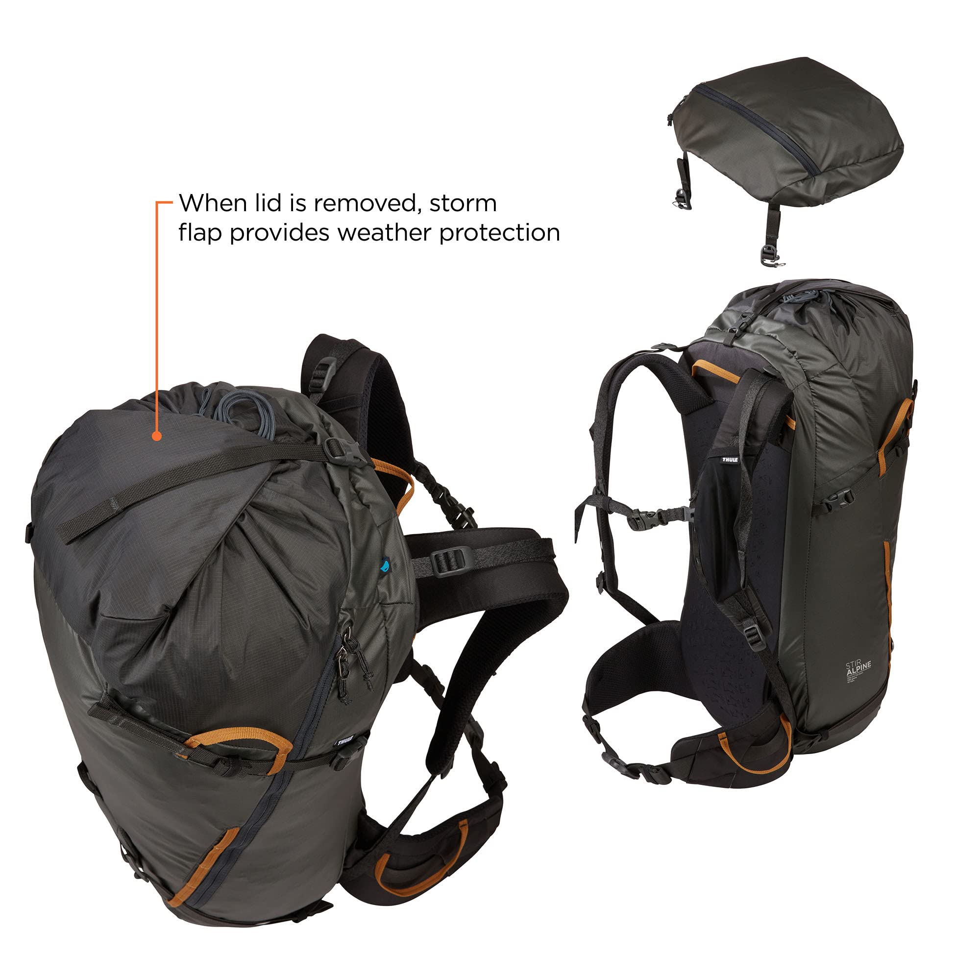 Thule Stir Alpine 40L interior mesh pockets keep small items organized.