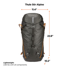 Thule Stir Alpine 40L side zip access for quick mid-pack retrieval.