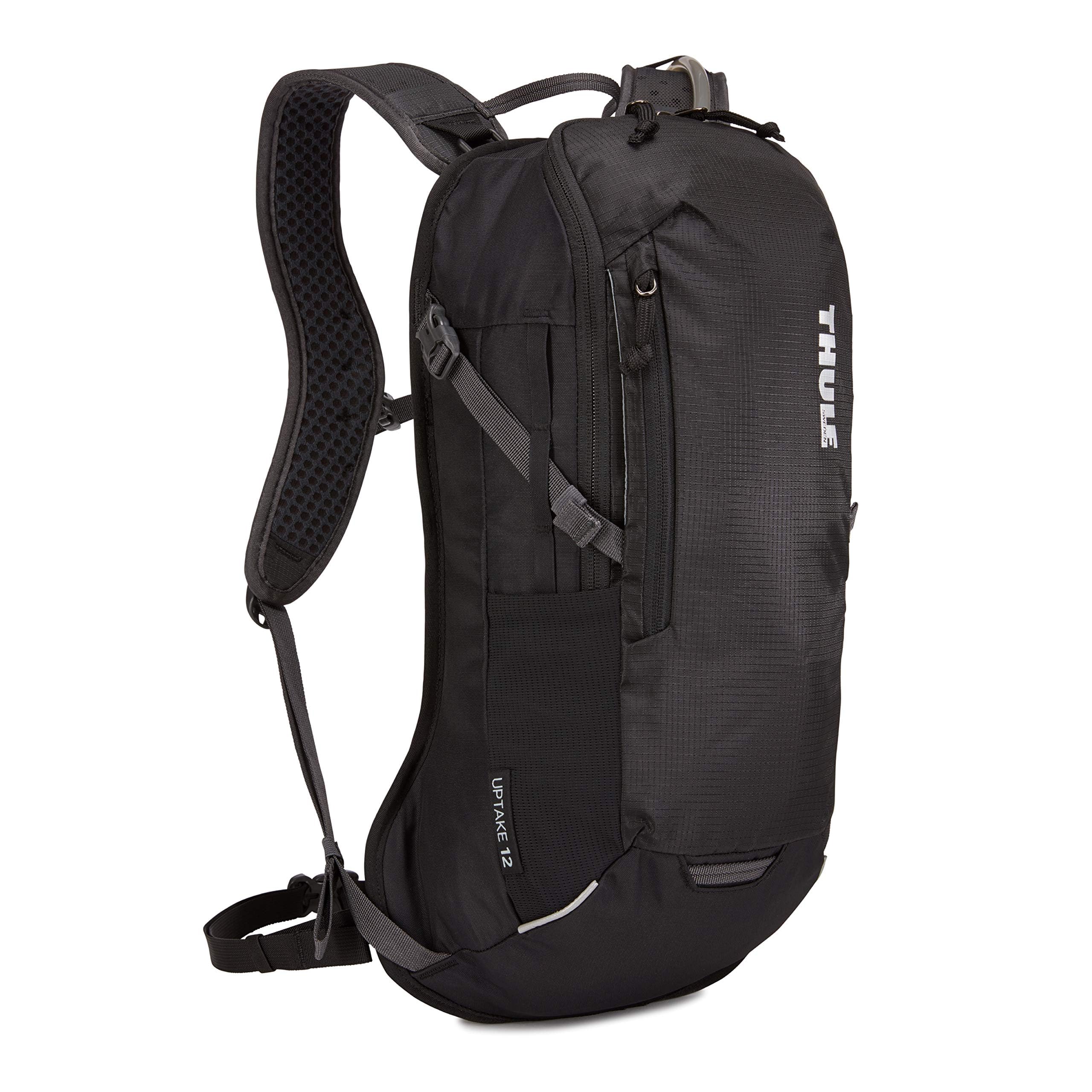 Thule Uptake hydration pack in black, front view for biking and hiking.