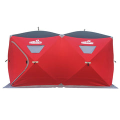 Six hook-and-loop vinyl windows on the tent