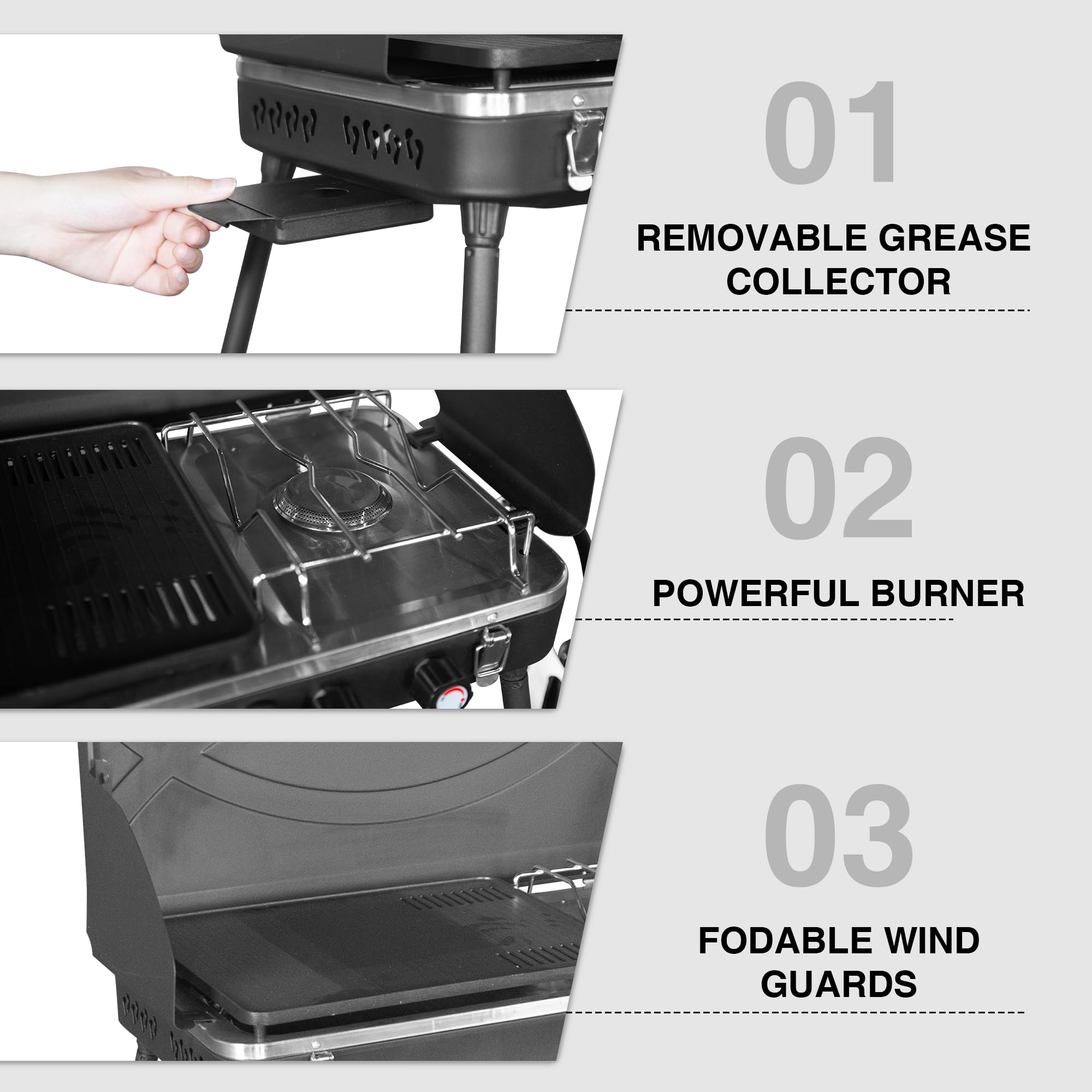 THUNDERBAY ergonomic grip allows comfortable handling during outdoor cooking.