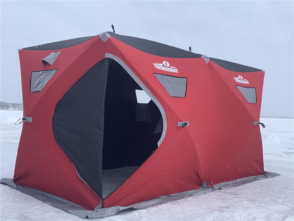Close-up of 300 denier blackout fabric, reinforced zippers, and heavy-duty poles