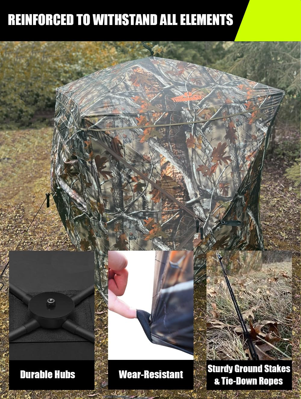 THUNDERBAY portable pop-up blind with carry bag for quick setup.