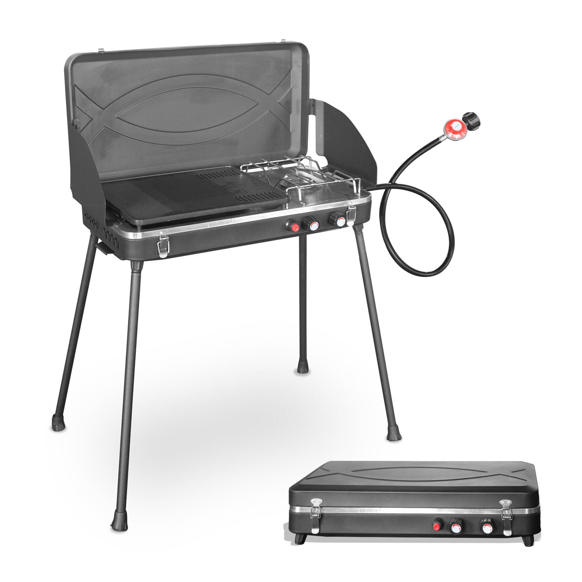 THUNDERBAY two-burner stove compact design for easy packing and transport.