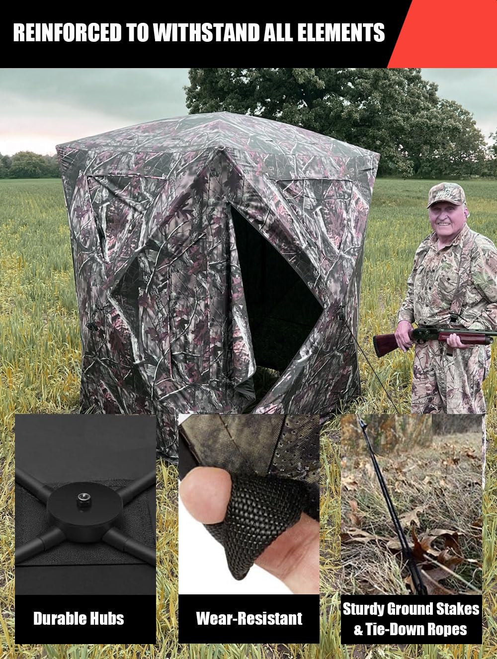 THUNDERBAY Two-Tall see-through hunting blind with carrying bag for easy transport