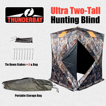 THUNDERBAY Two-Tall see-through hunting blind fabric and frame for durable field use