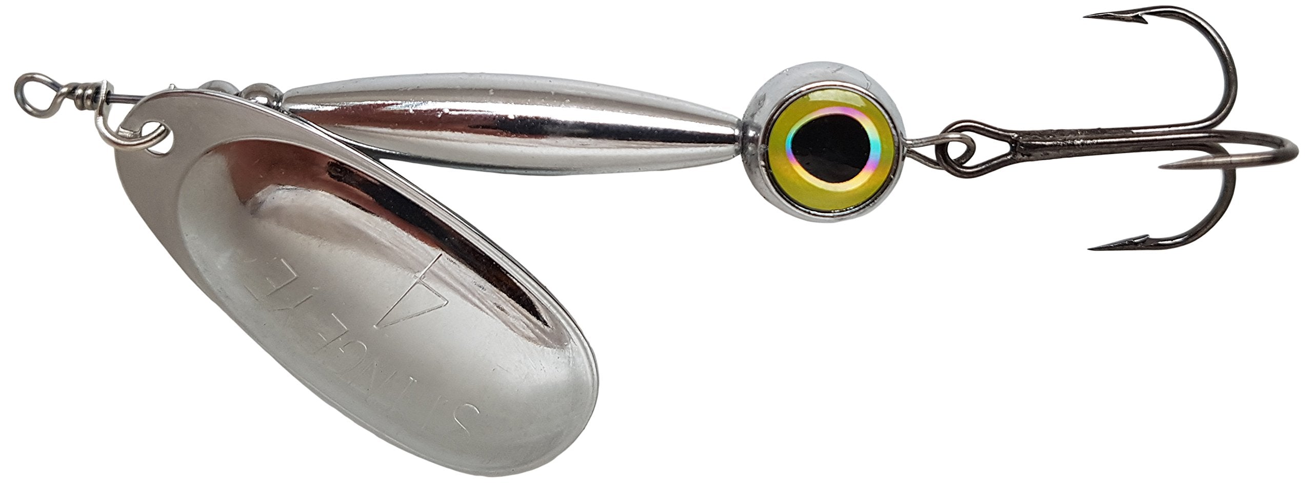 Thundermist Eyeball Stingeye Spinner lure with eye attractor for multi-species fishing.